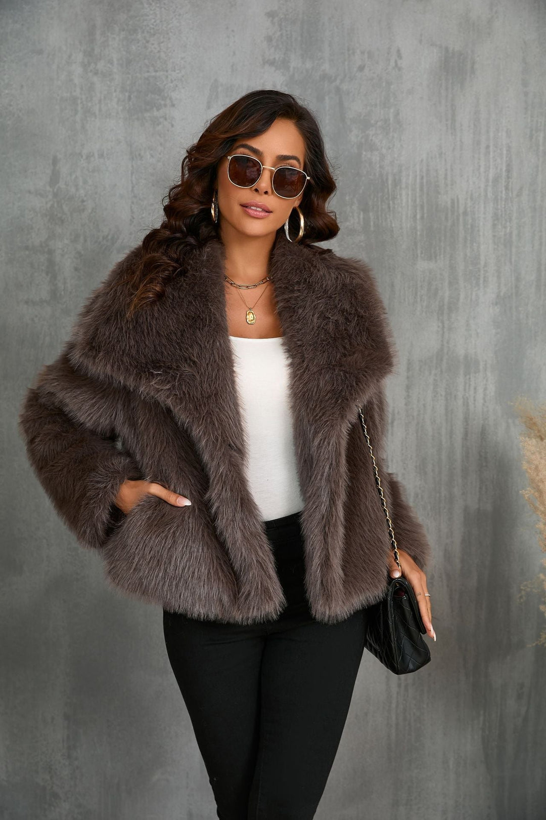 Delphine | Warm Oversized Faux Fur Coat for Women
