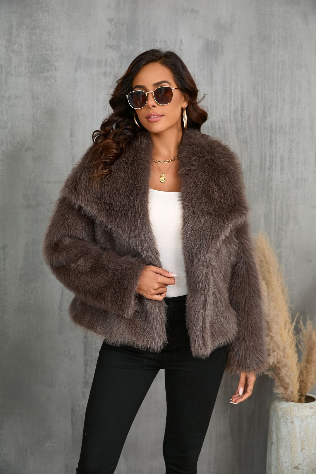 Delphine | Warm Oversized Faux Fur Coat for Women