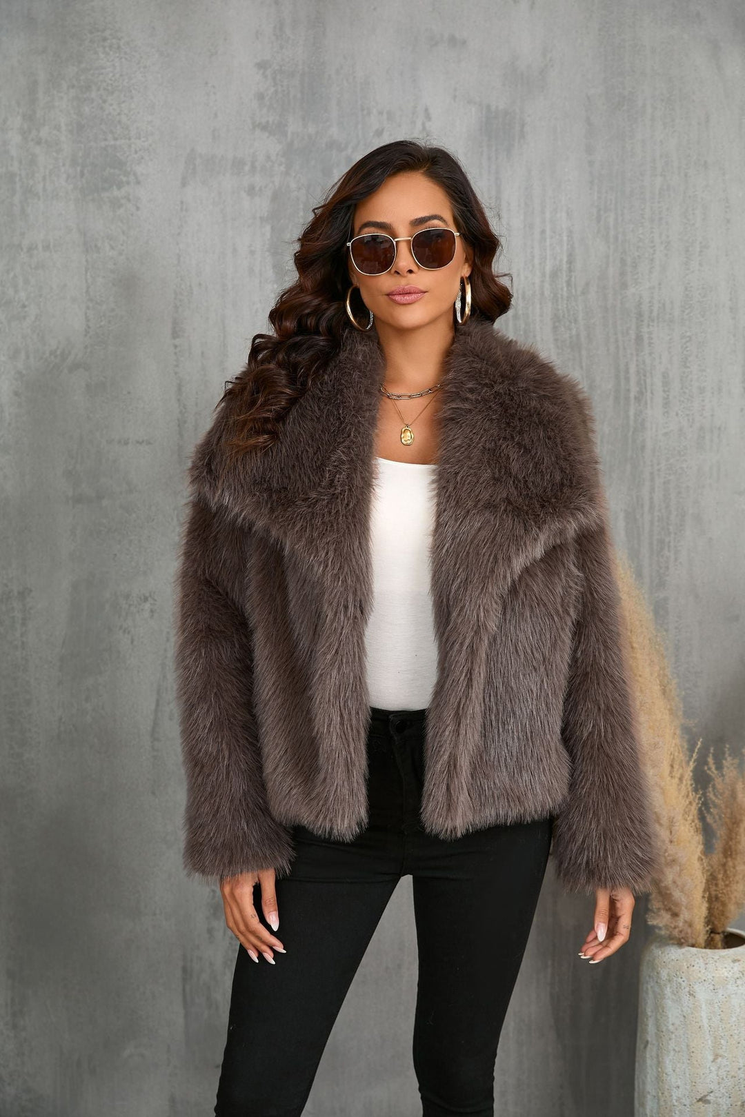Delphine | Warm Oversized Faux Fur Coat for Women