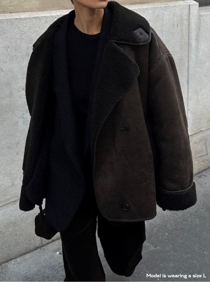 Ninette | Vintage Oversized Shearling Leather Jacket for Women