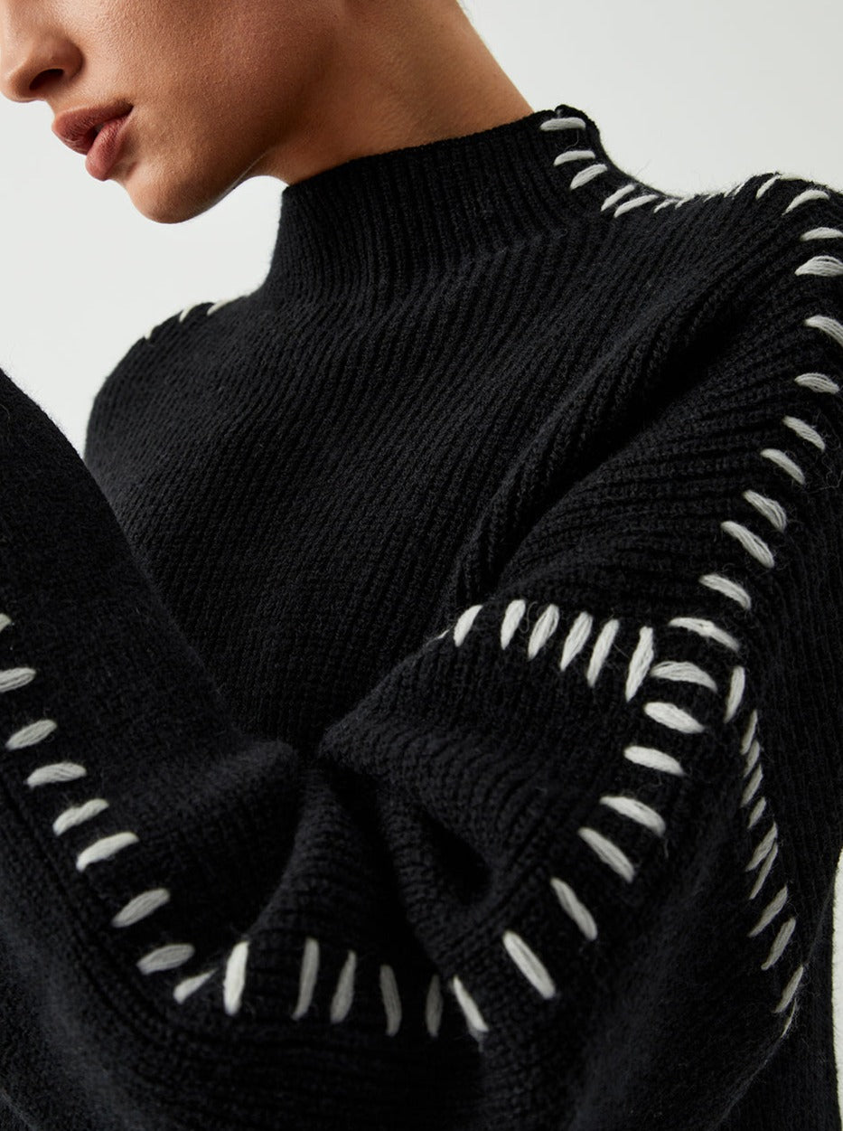 Dionne | Relaxed Contrast-Stitch Womens Jumper