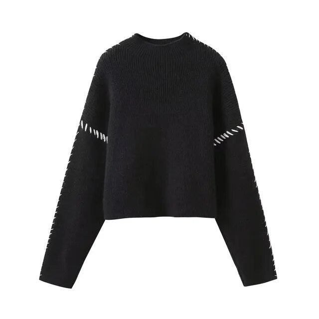Dionne | Relaxed Contrast-Stitch Womens Jumper