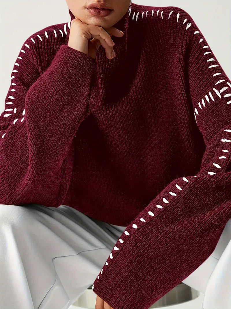Dionne | Relaxed Contrast-Stitch Womens Jumper