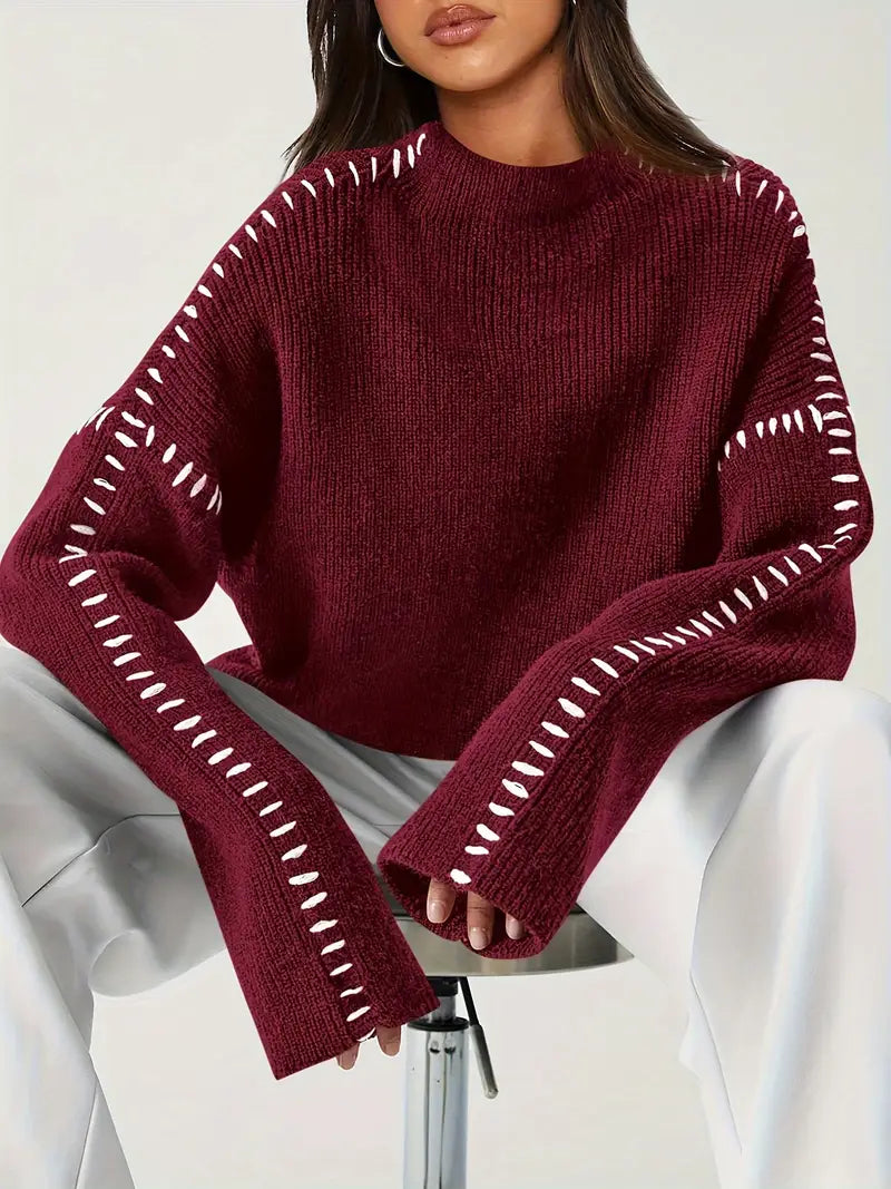 Dionne | Relaxed Contrast-Stitch Womens Jumper