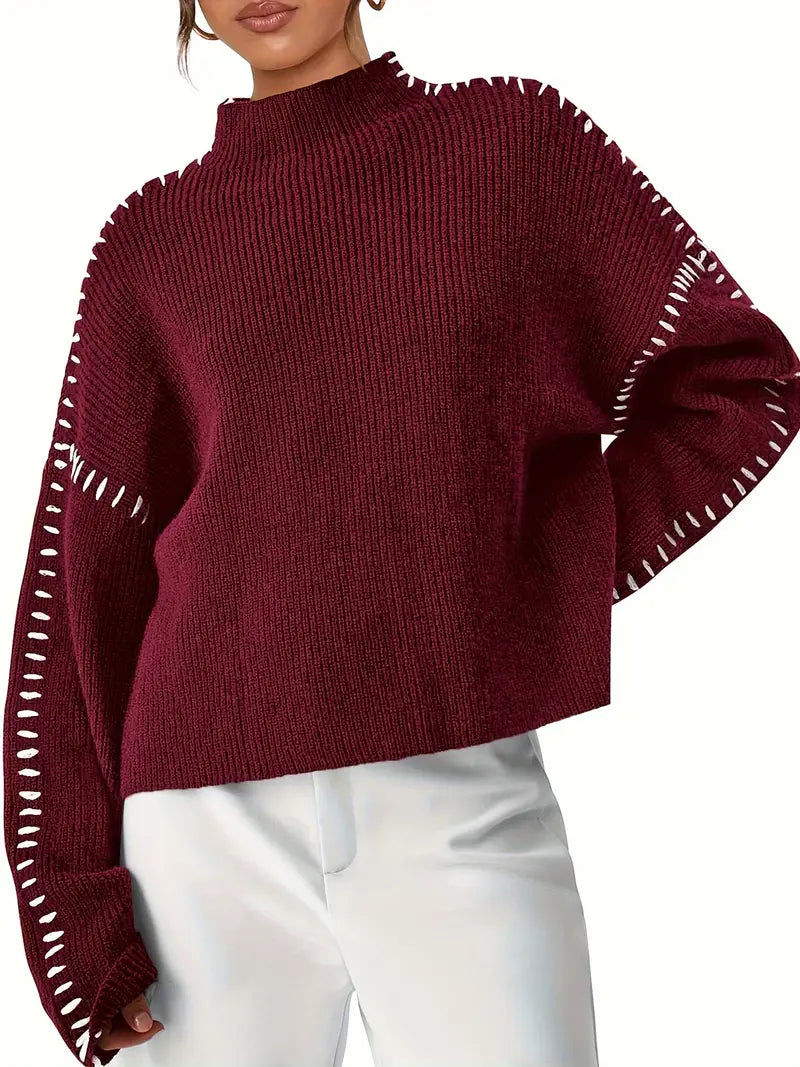 Dionne | Relaxed Contrast-Stitch Womens Jumper