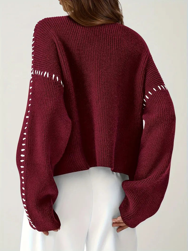 Dionne | Relaxed Contrast-Stitch Womens Jumper