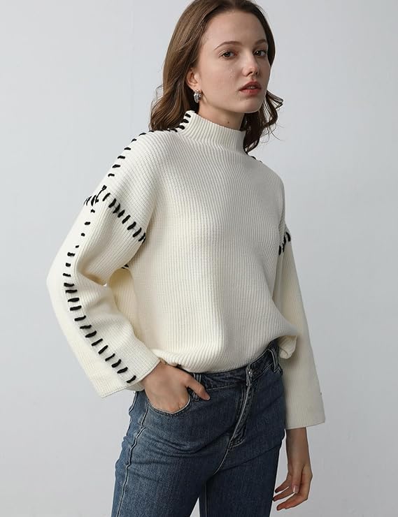 Dionne | Relaxed Contrast-Stitch Womens Jumper