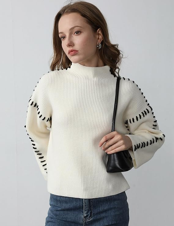 Dionne | Relaxed Contrast-Stitch Womens Jumper