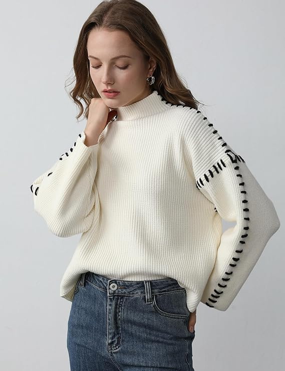 Dionne | Relaxed Contrast-Stitch Womens Jumper