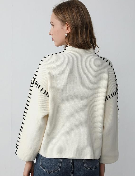 Dionne | Relaxed Contrast-Stitch Womens Jumper