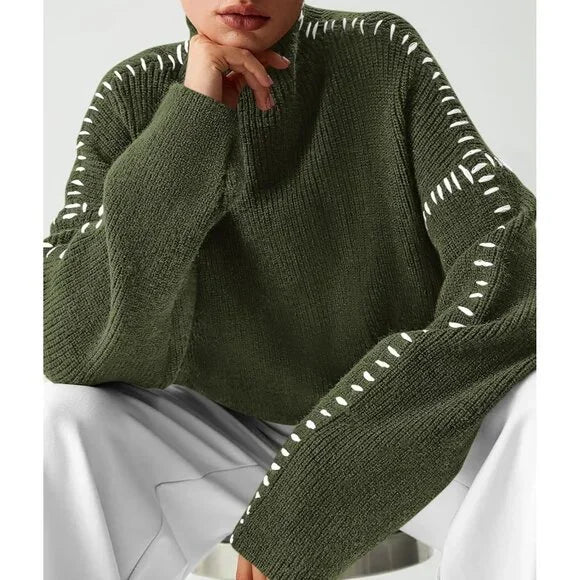 Dionne | Relaxed Contrast-Stitch Womens Jumper