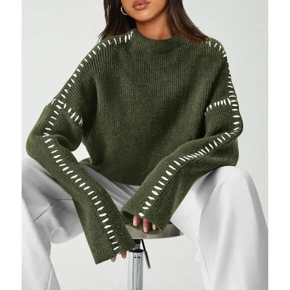 Dionne | Relaxed Contrast-Stitch Womens Jumper