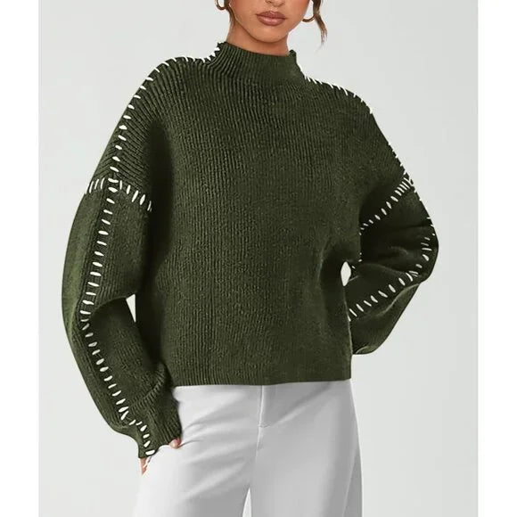 Dionne | Relaxed Contrast-Stitch Womens Jumper