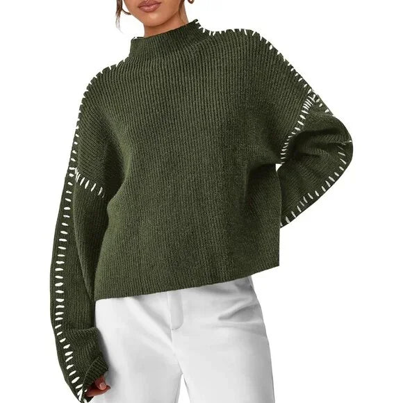 Dionne | Relaxed Contrast-Stitch Womens Jumper