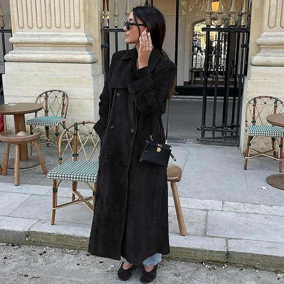 Elisea | Refined Suede Trench Coat