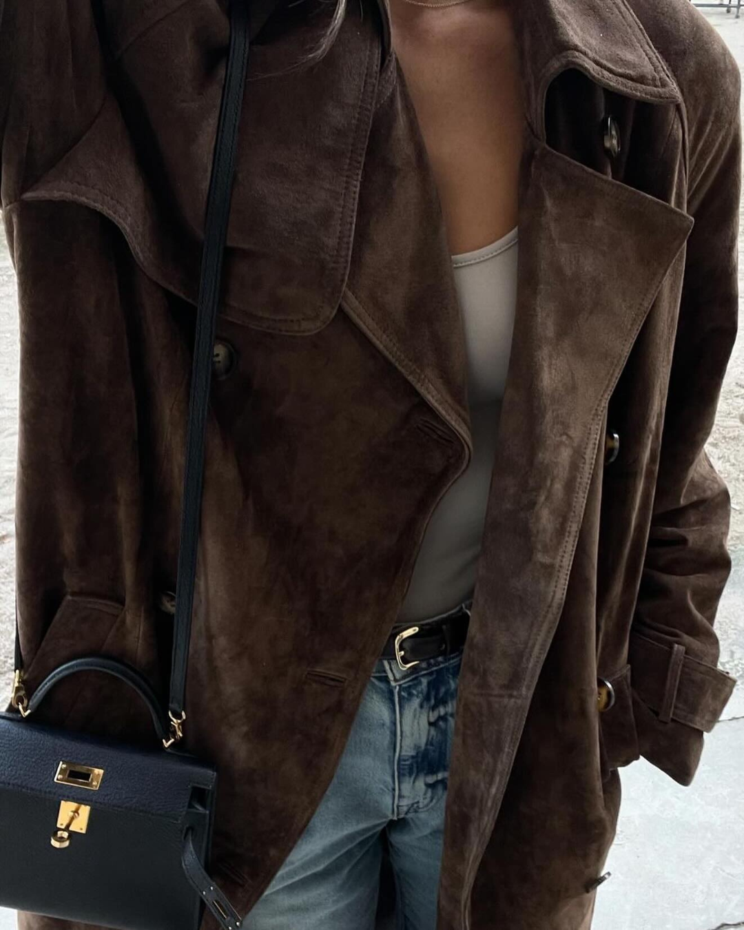 Elisea | Refined Suede Trench Coat