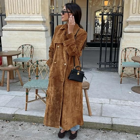 Elisea | Refined Suede Trench Coat