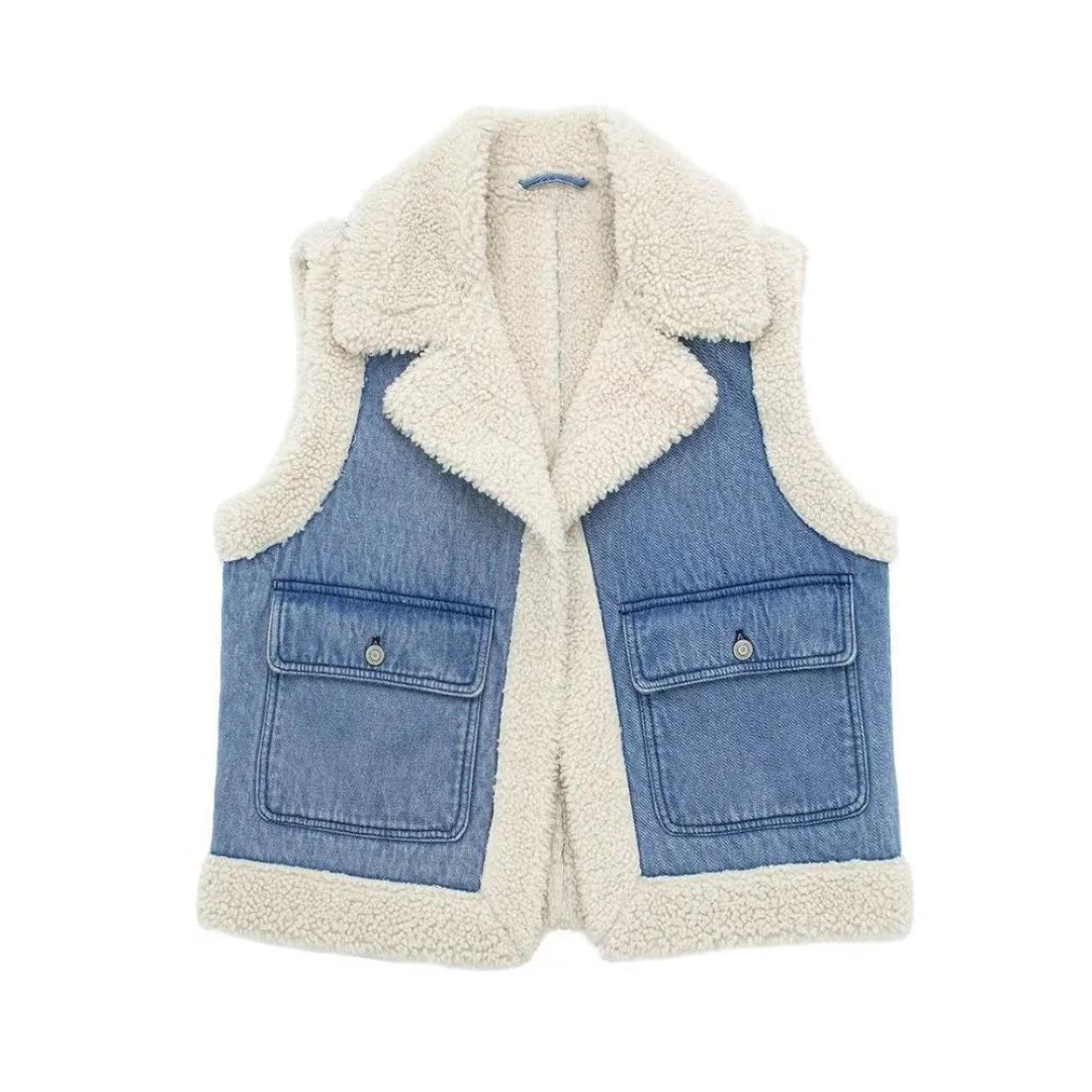 Hadley | Rugged Denim Shearling Gilet