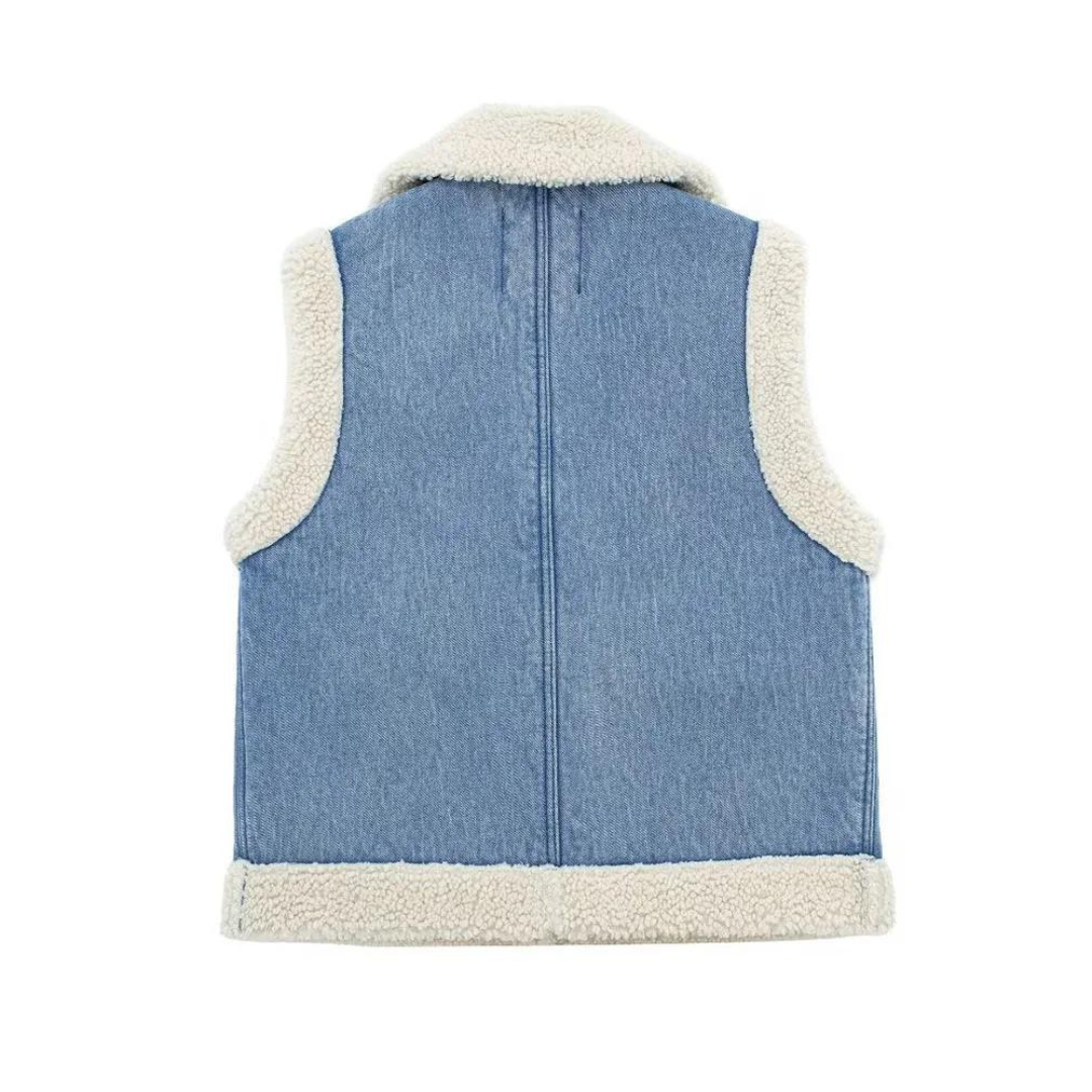 Hadley | Rugged Denim Shearling Gilet