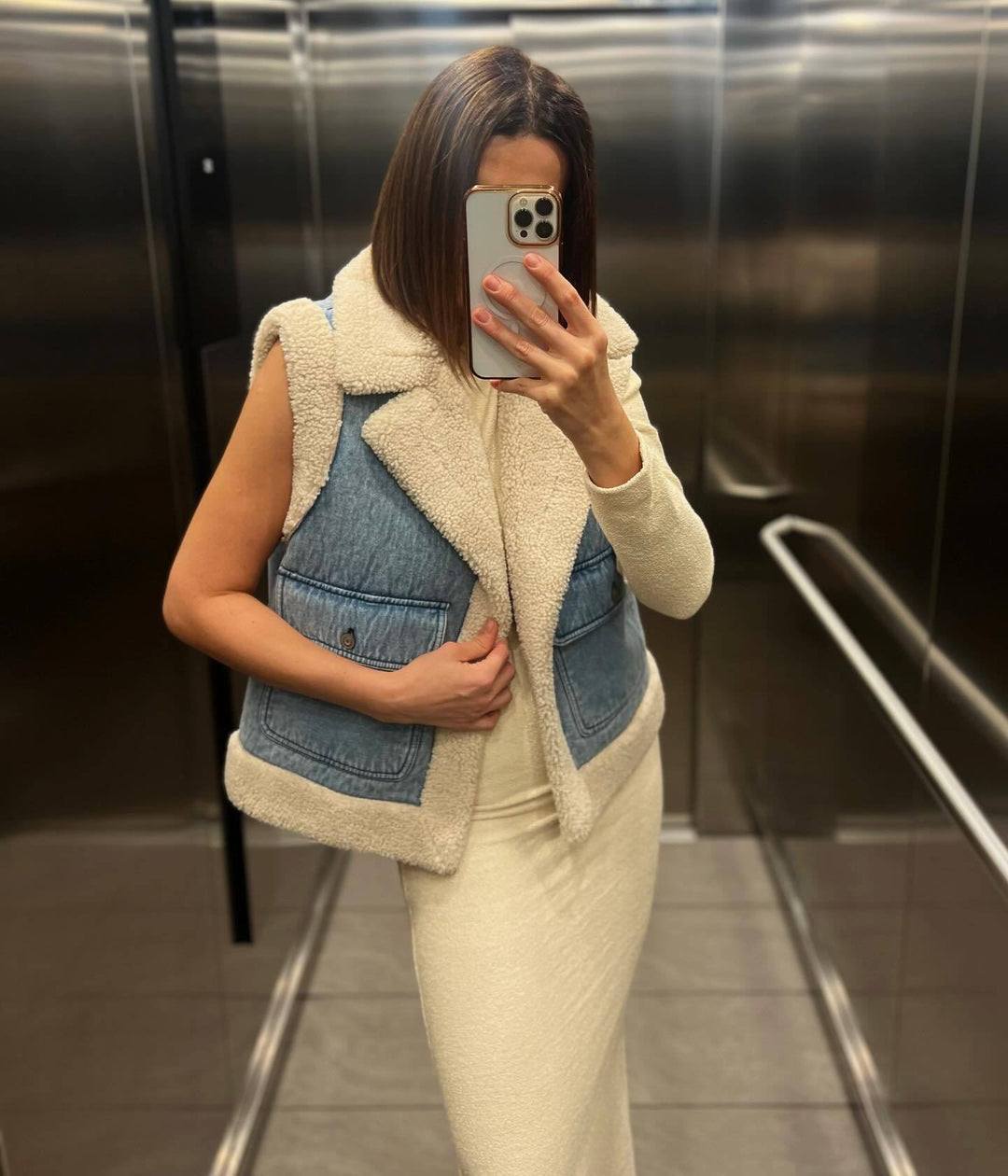 Hadley | Rugged Denim Shearling Gilet