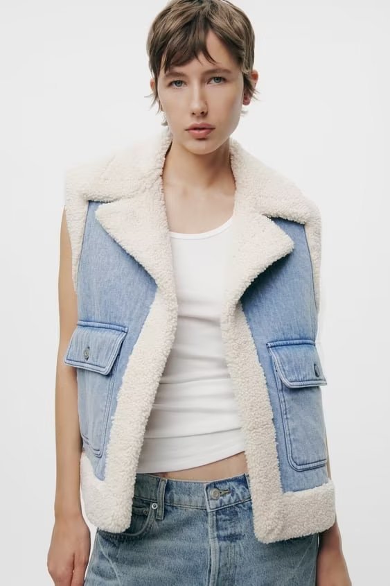 Hadley | Rugged Denim Shearling Gilet
