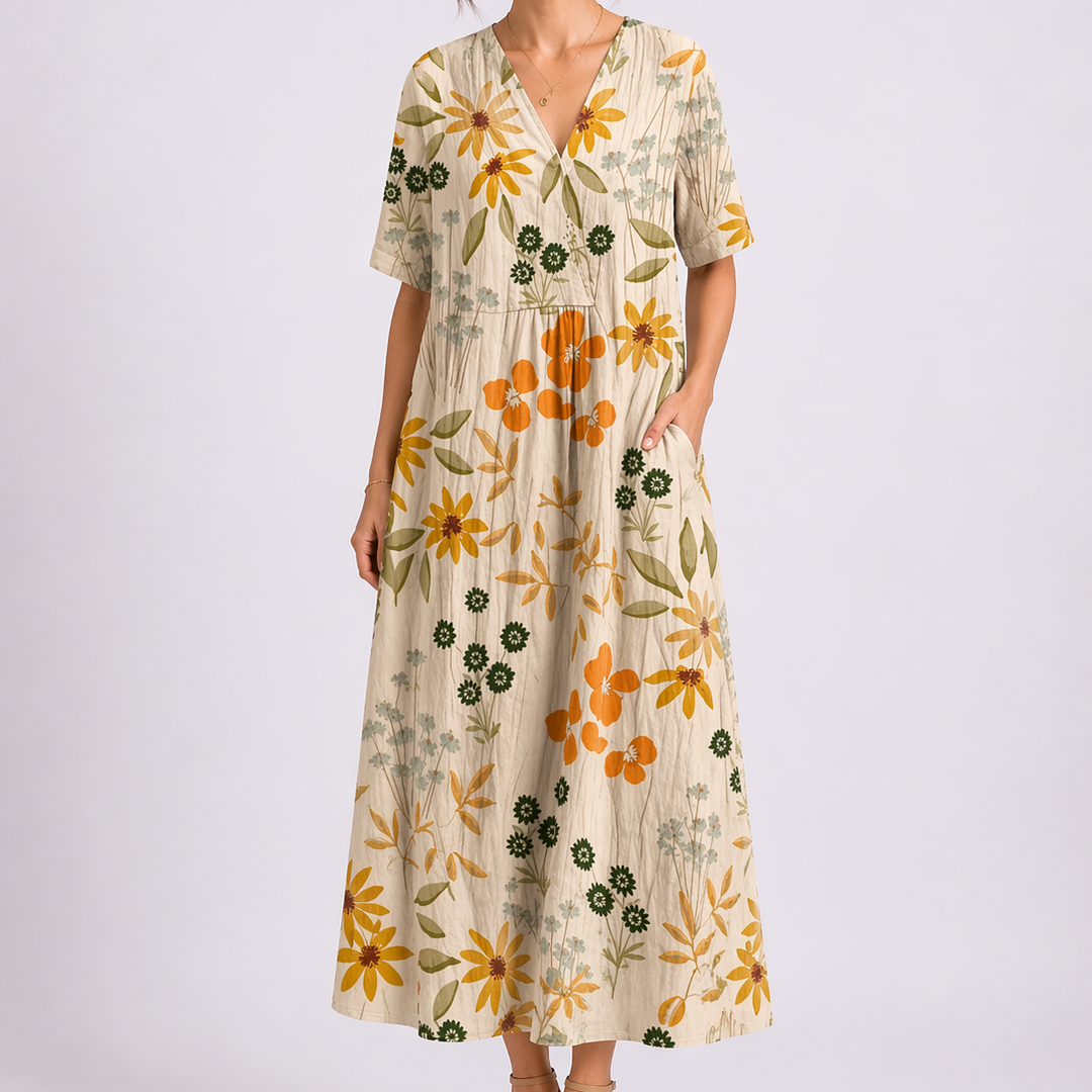 Beatrice | Effortless V-Neck Floral Midi Dress