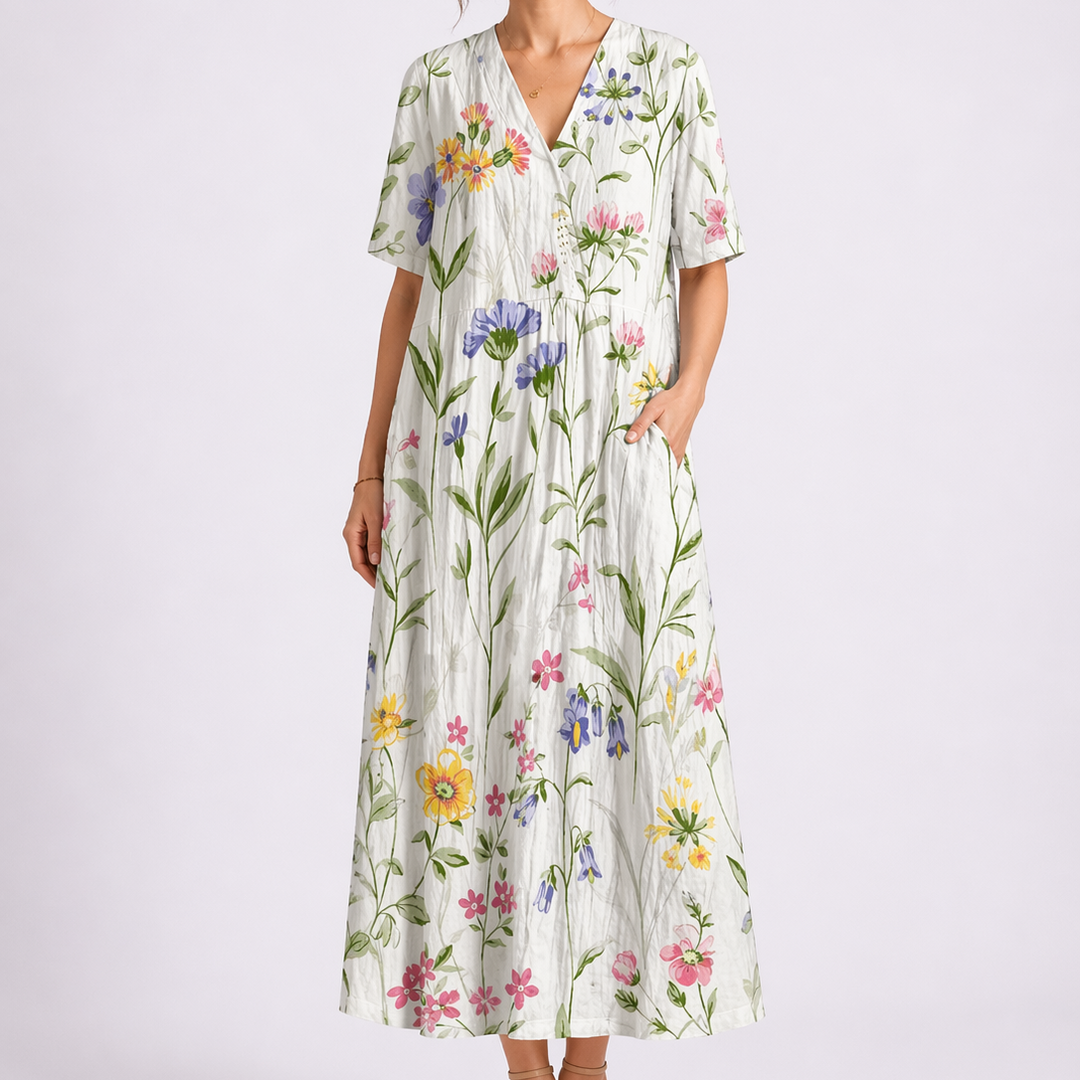Beatrice | Effortless V-Neck Floral Midi Dress