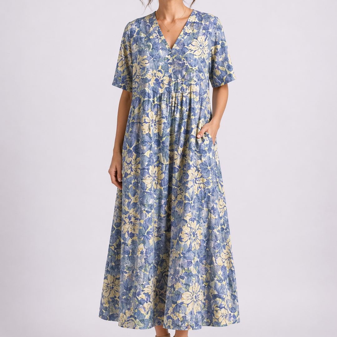 Beatrice | Effortless V-Neck Floral Midi Dress