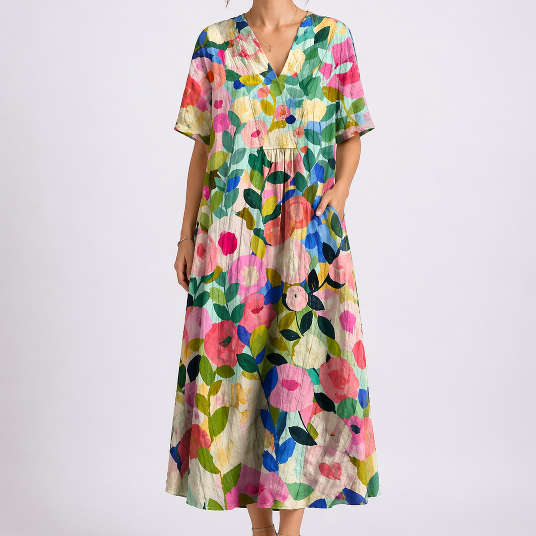 Beatrice | Effortless V-Neck Floral Midi Dress
