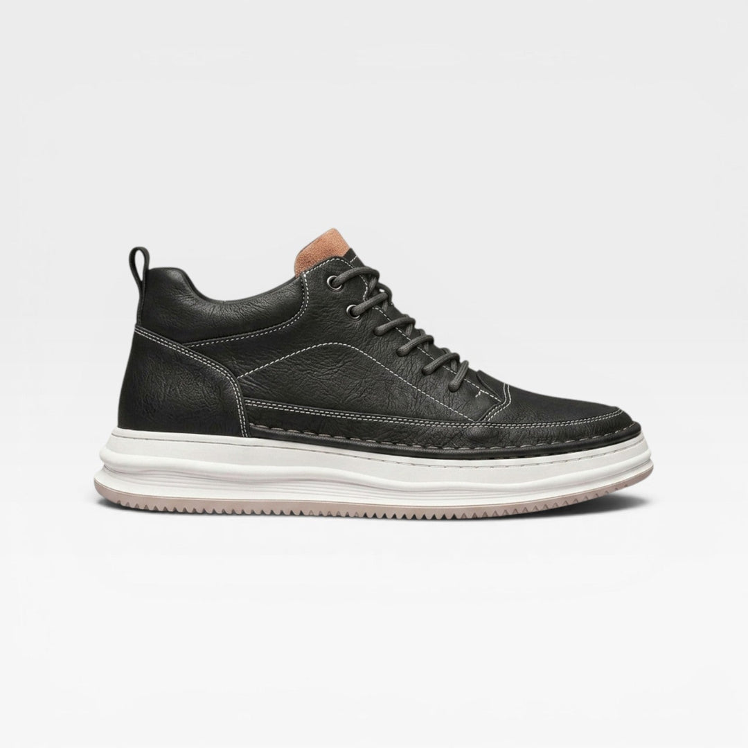 Darrow | Refined Leather Mid-Top Lace-Up Trainers