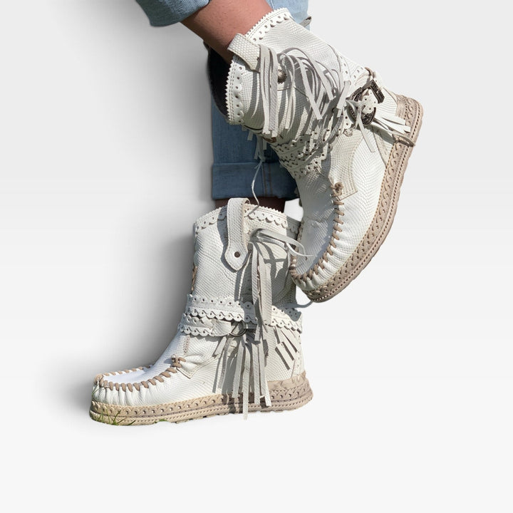 Persephone | Earthy Suede Fringe Ankle Boots Women