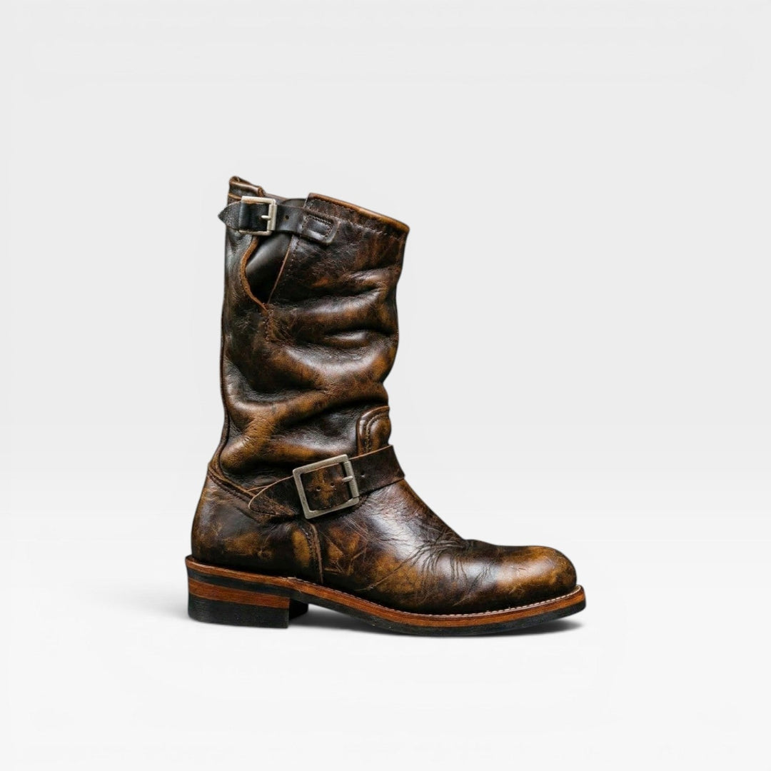 Anselm | Rugged Buckle Strap Leather Mens Boots