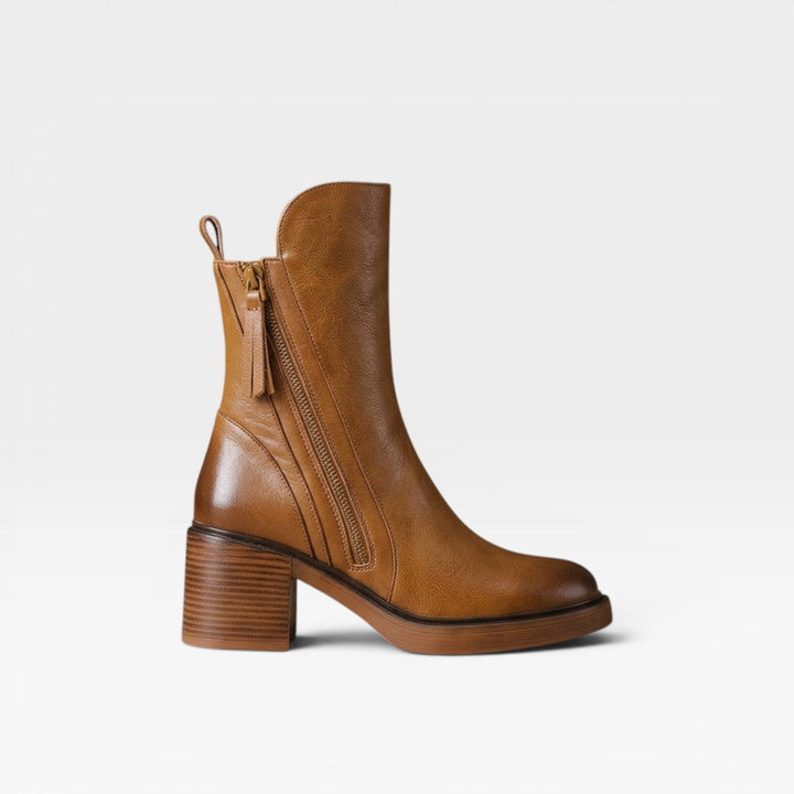 Tamsin | Sculptural Western Leather Block Heel Boots