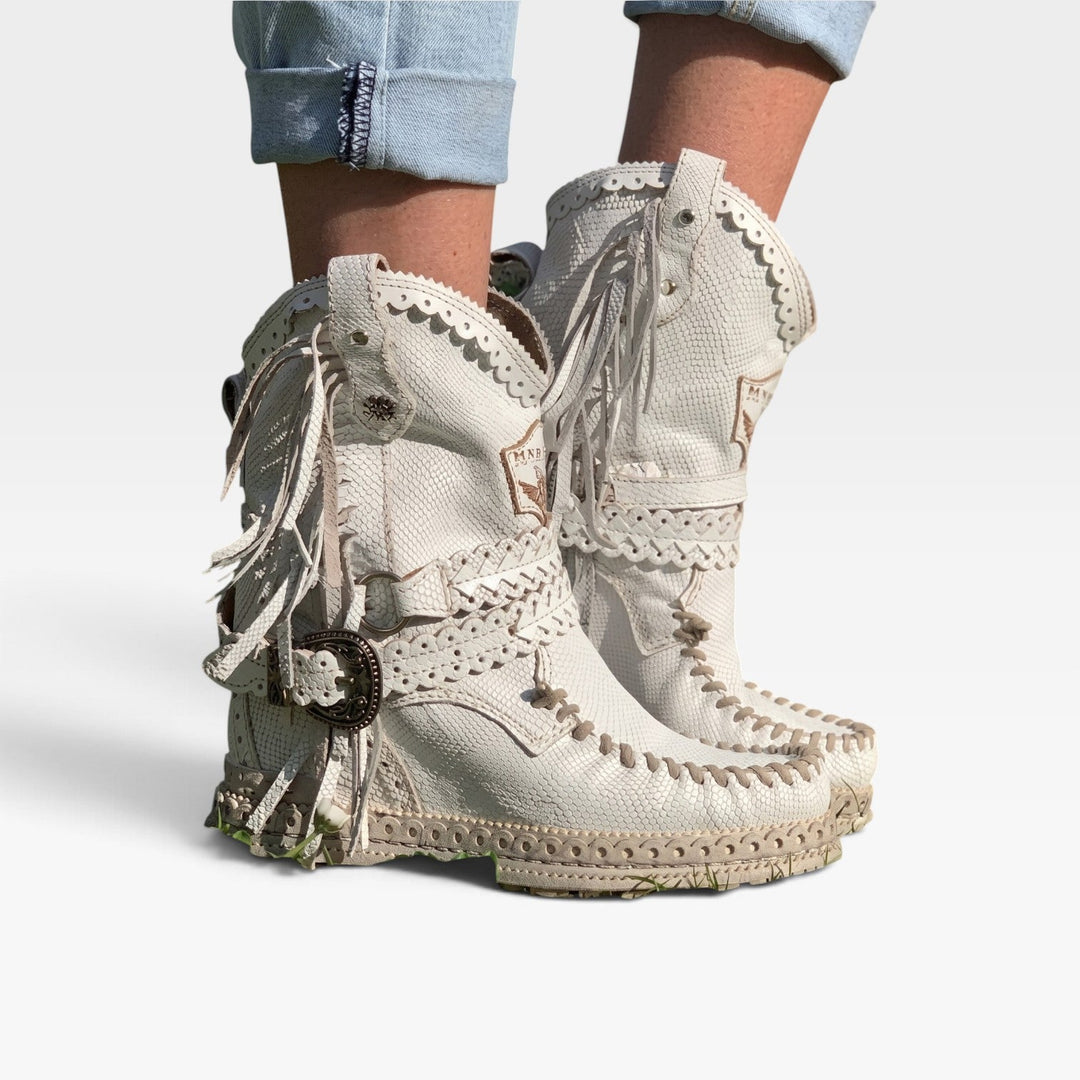 Persephone | Earthy Suede Fringe Ankle Boots Women