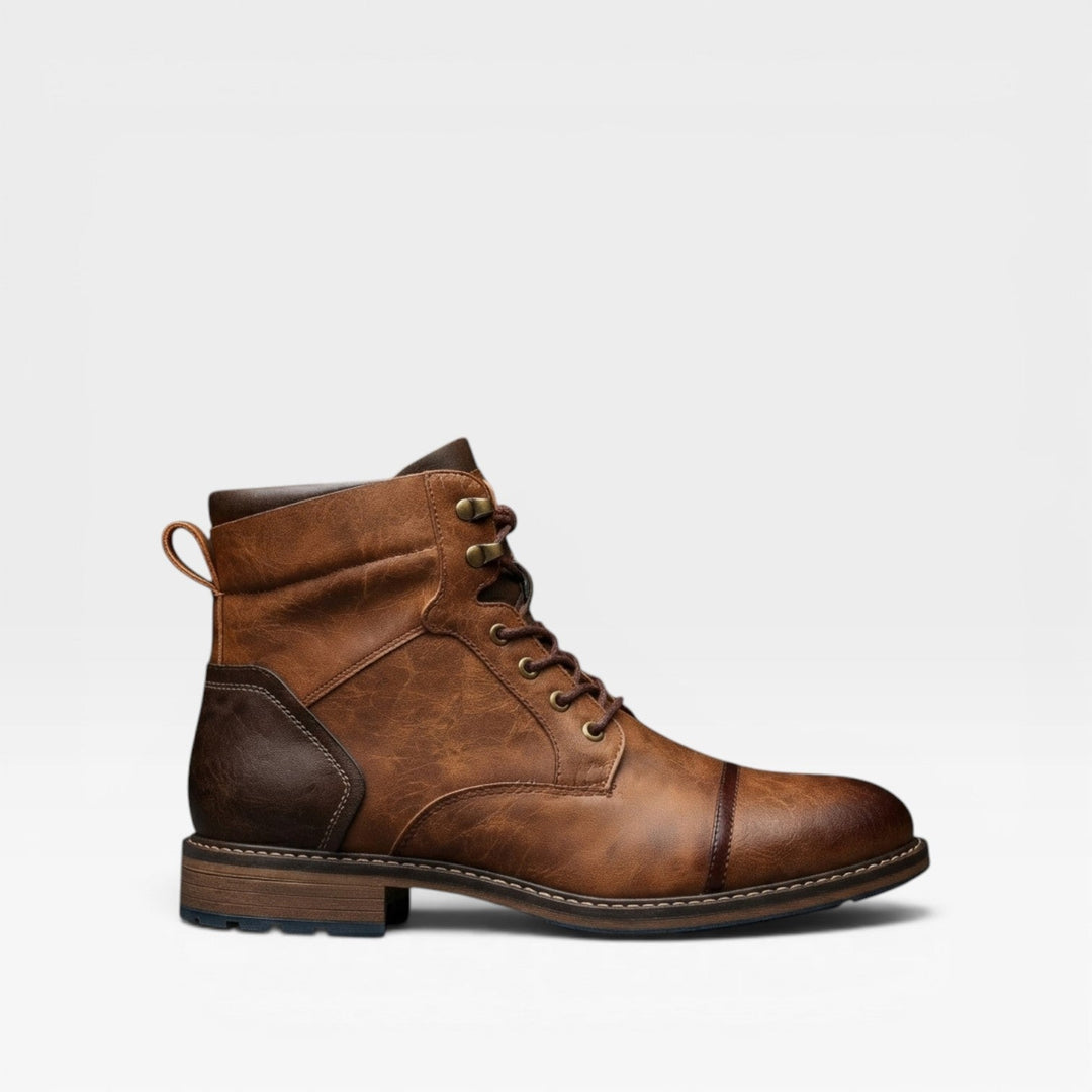 Carrick | Bold Cap Toe Lace-Up Leather Boots