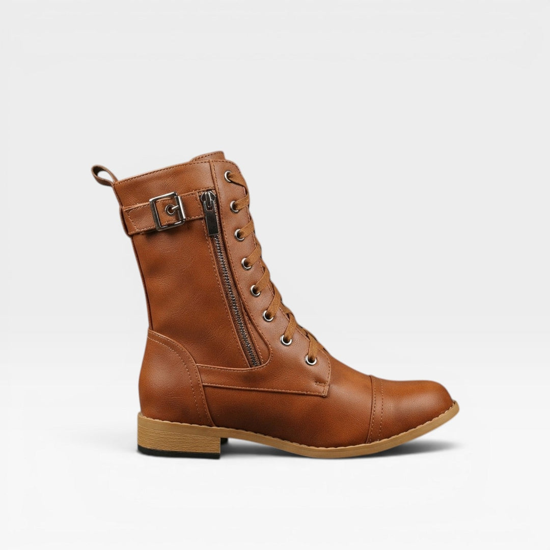 Aurelia | Rugged Combat Leather Lace Up Boots