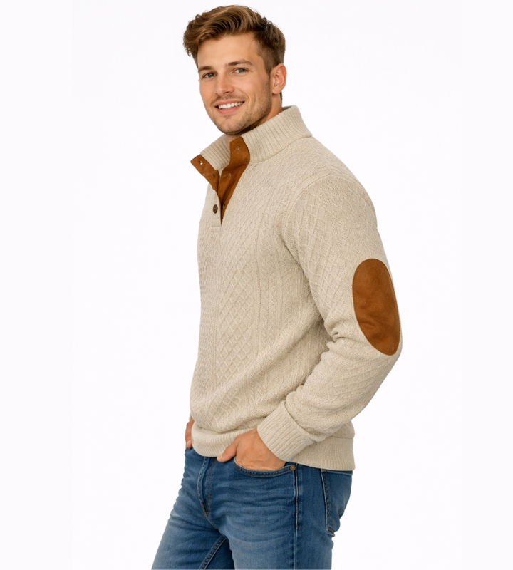 Ellery | Warm Cable Knit Sweater with Elbow Patches
