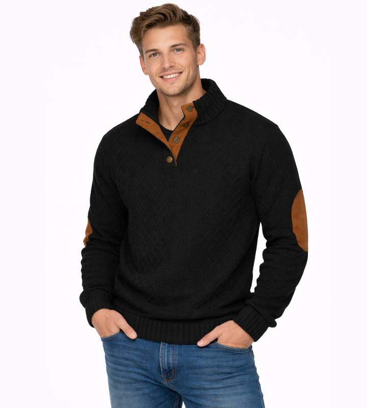 Ellery | Warm Cable Knit Sweater with Elbow Patches
