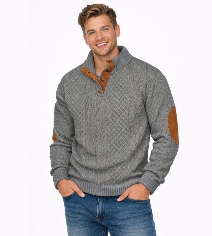Ellery | Warm Cable Knit Sweater with Elbow Patches