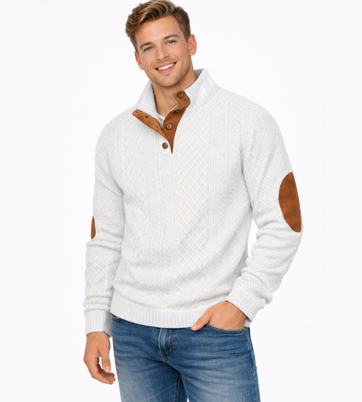 Ellery | Warm Cable Knit Sweater with Elbow Patches