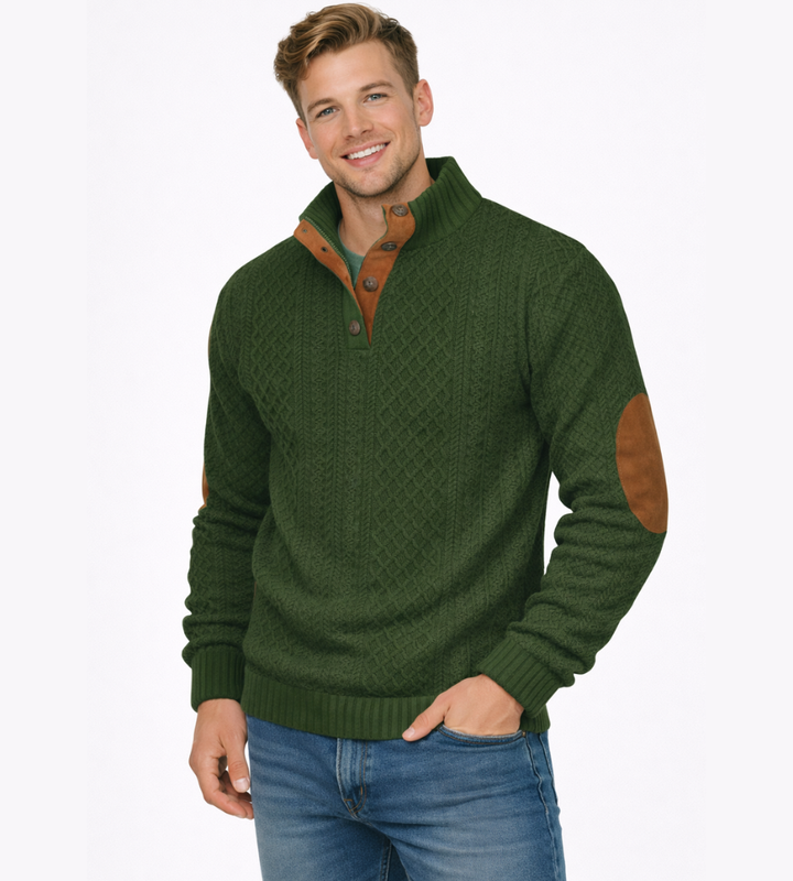 Ellery | Warm Cable Knit Sweater with Elbow Patches