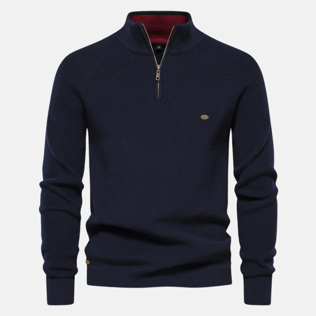 Marlon | Ribbed Half-Zip Jumper with Stand Collar for Men