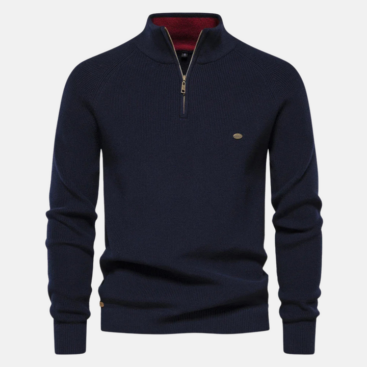 Marlon | Ribbed Half-Zip Jumper with Stand Collar for Men
