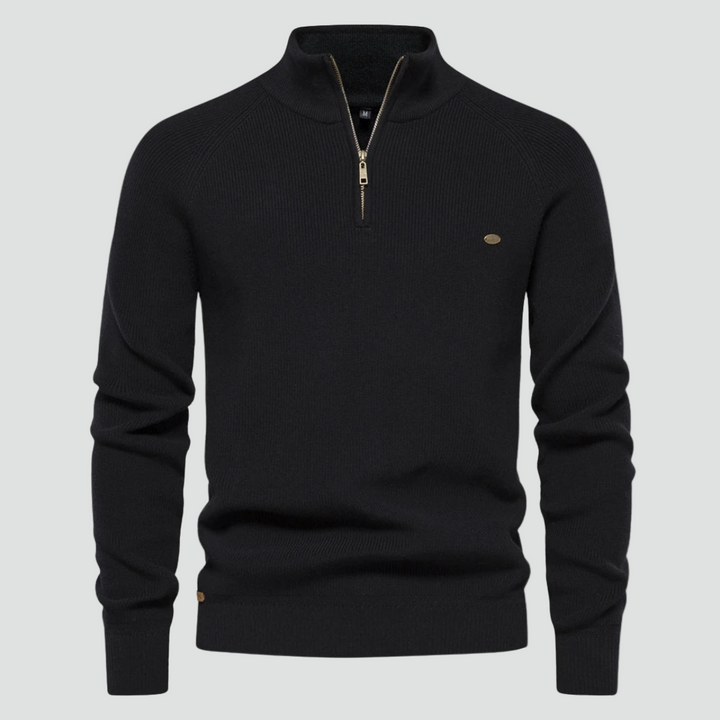 Marlon | Ribbed Half-Zip Jumper with Stand Collar for Men