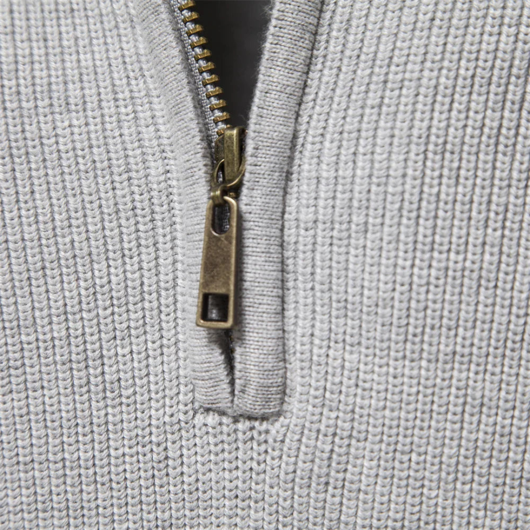 Marlon | Ribbed Half-Zip Jumper with Stand Collar for Men