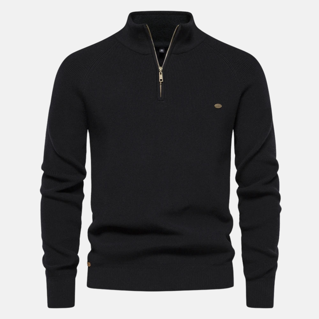 Marlon | Ribbed Half-Zip Jumper with Stand Collar for Men