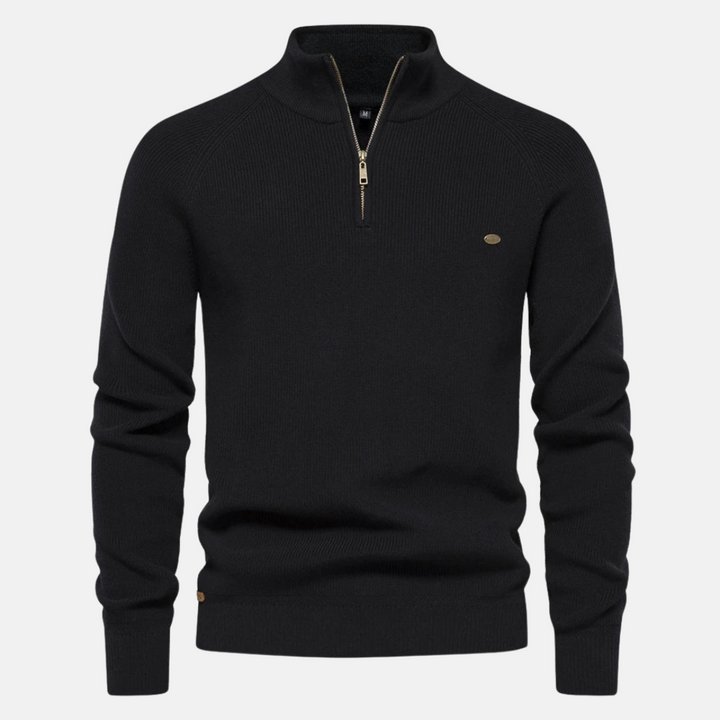 Marlon | Ribbed Half-Zip Jumper with Stand Collar for Men