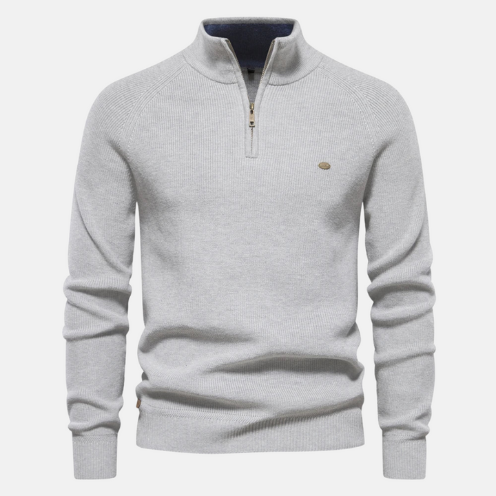 Marlon | Ribbed Half-Zip Jumper with Stand Collar for Men