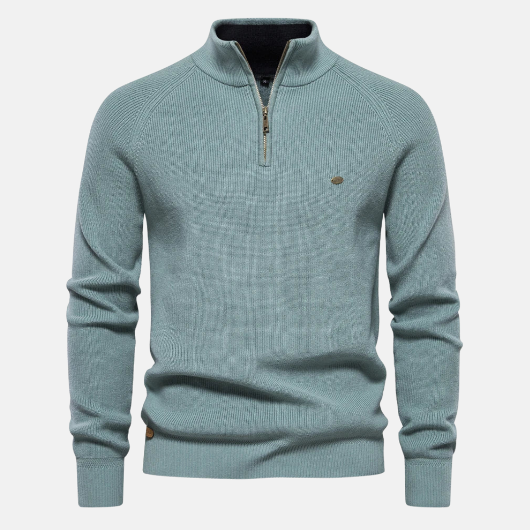 Marlon | Ribbed Half-Zip Jumper with Stand Collar for Men