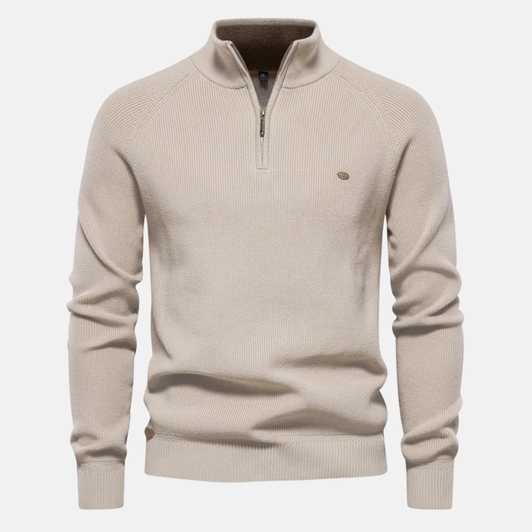 Marlon | Ribbed Half-Zip Jumper with Stand Collar for Men